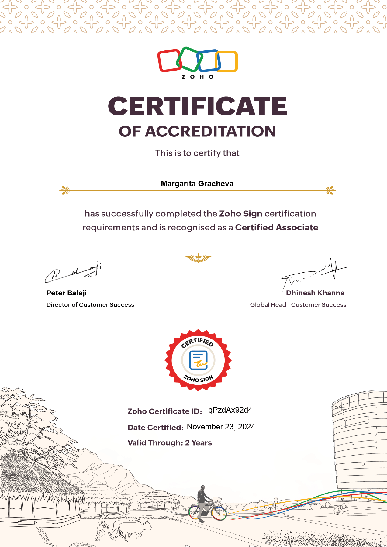Margarita Gracheva is a Certified Zoho Sign Associate
