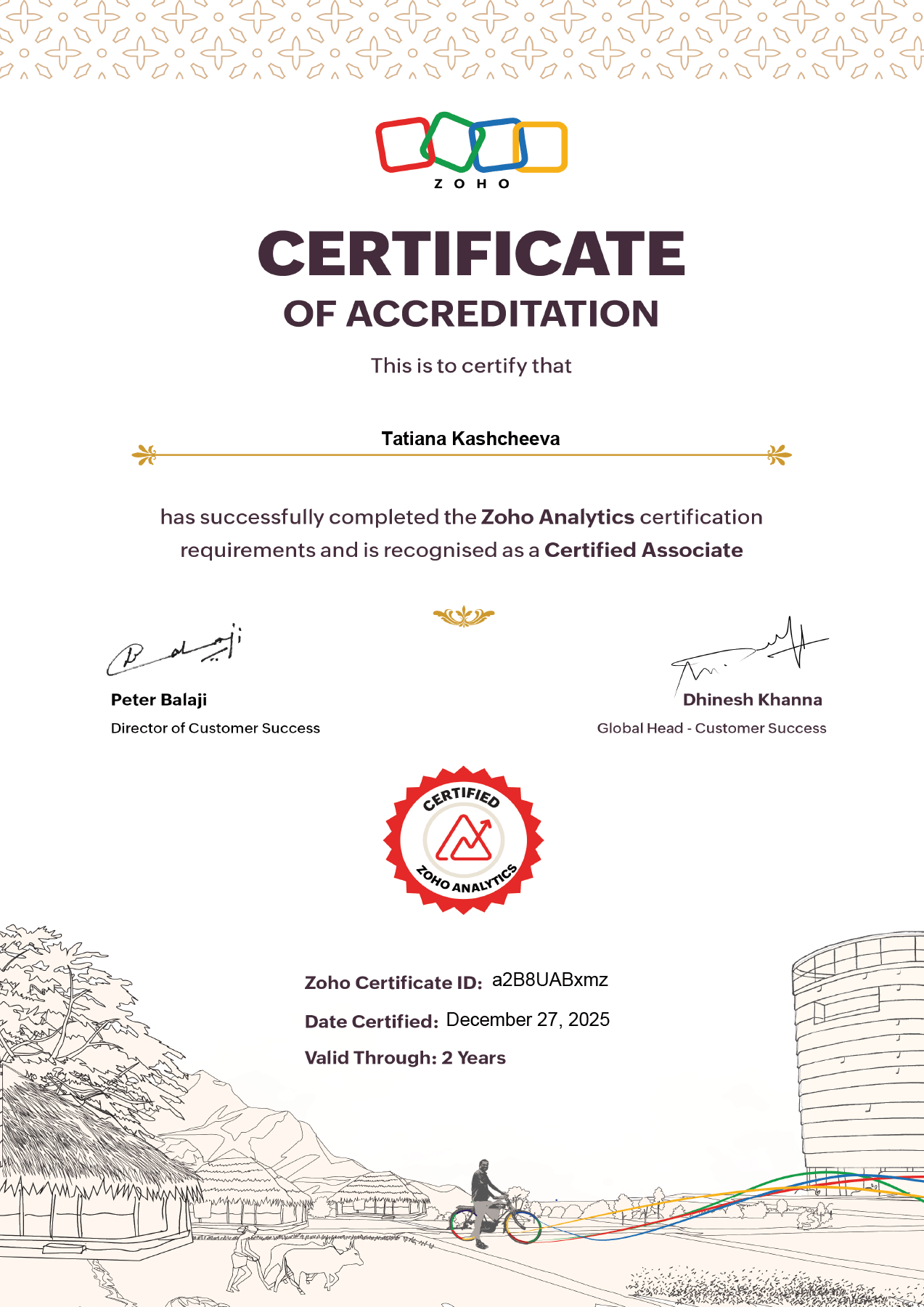 Tatiana Kascheeva - Certified Zoho Analytics Associate